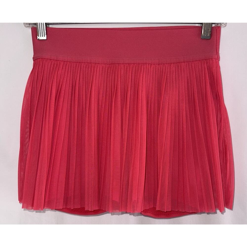 Lululemon Mesh Pleat Lip Gloss Pink Tennis Golf Pickleball Mini Skort Sz 4